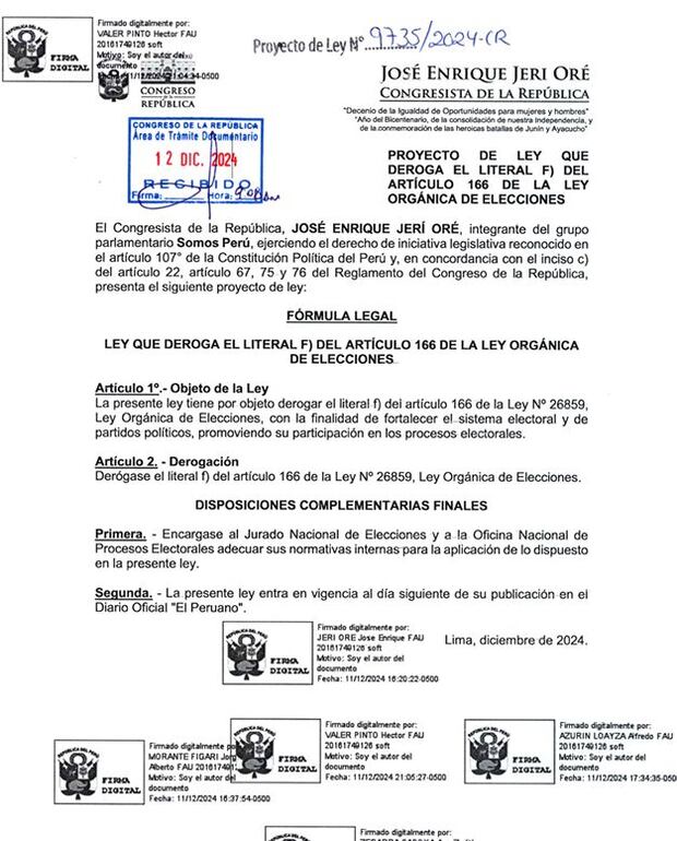 El proyecto es impulsado por el congresista José Jerí (Somos Perú)