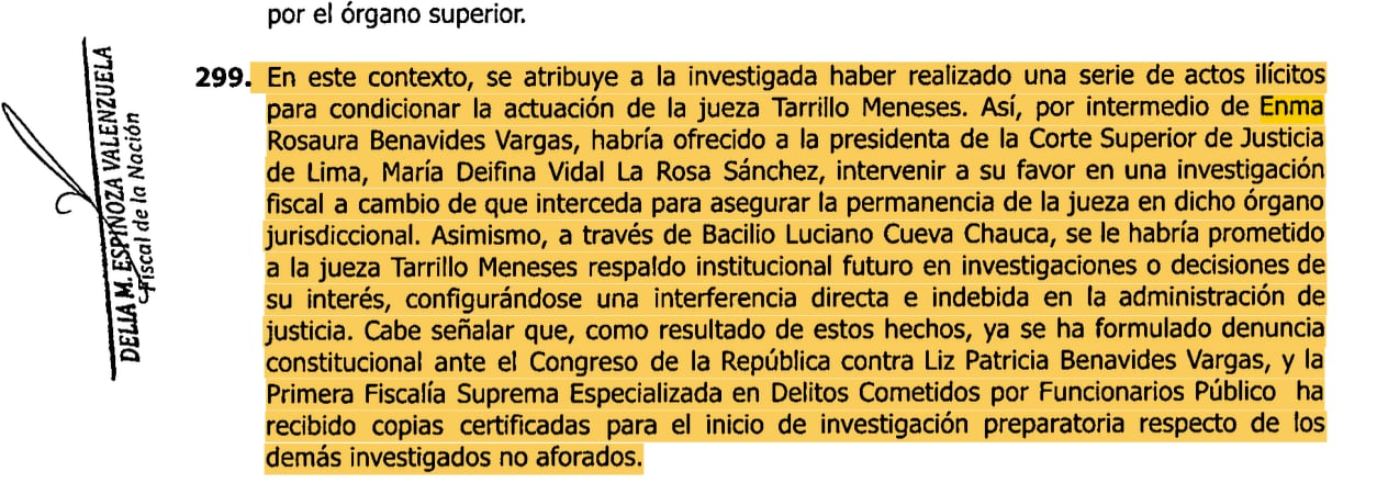 Enma Benavides, jueza superior es investigada