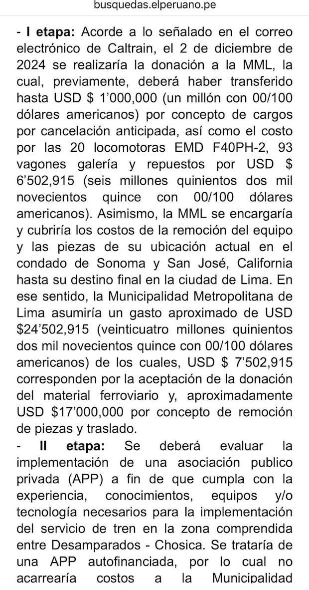 Extracto del Acuerdo de Concejo Nº 419 de la MML.