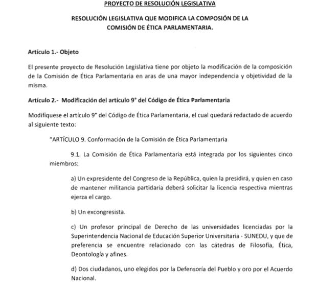Proyecto presentado por Guido Lombardi y Alberto de Belaunde en 2017.